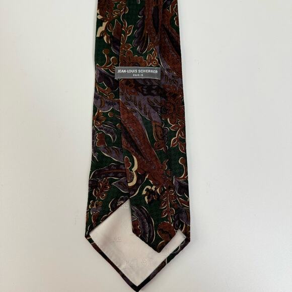Jean-Louis Scherrer Silk Tie Adjustable Pointed Floral Print Mens One Size - Picture 4 of 7
